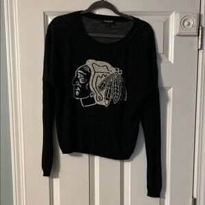 Chicago Blackhawks hockey, Black Sweater with White Graphic size small